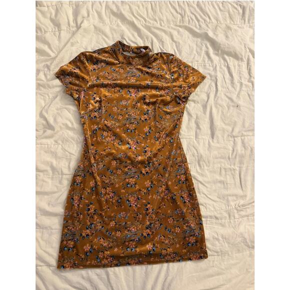 Savage X Fenty Women's Small Psychedelic Velvet Slip Mini Dress Floral Open Back - Picture 1 of 6